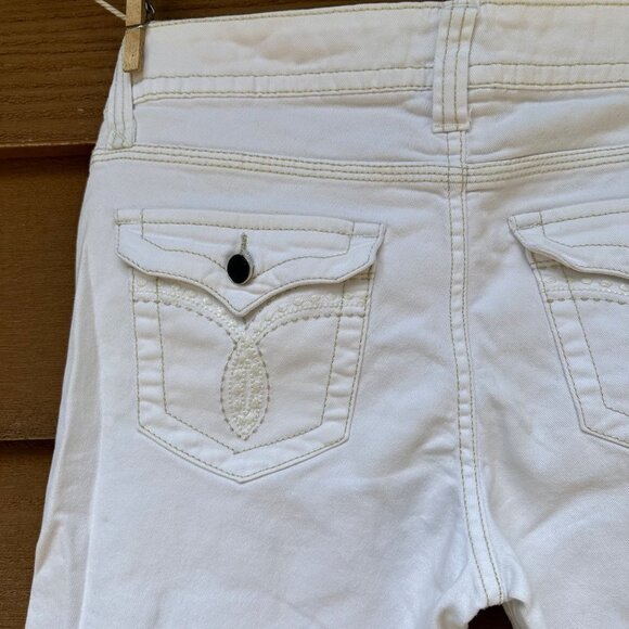 Vintage Jordache White Heavy Stitch Embroidered Y2K Straight Crop Capri Ankle Je - Picture 12 of 12